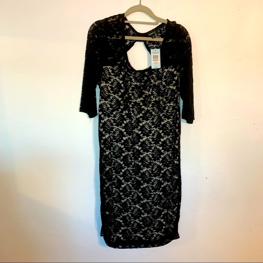 Open back black lace Torrid sheath dress (NWT size 18)